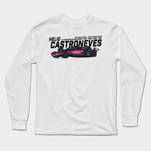 Helio Castroneves 2021 Indy Winner (black) Long Sleeve T-Shirt by Sway Bar Designs